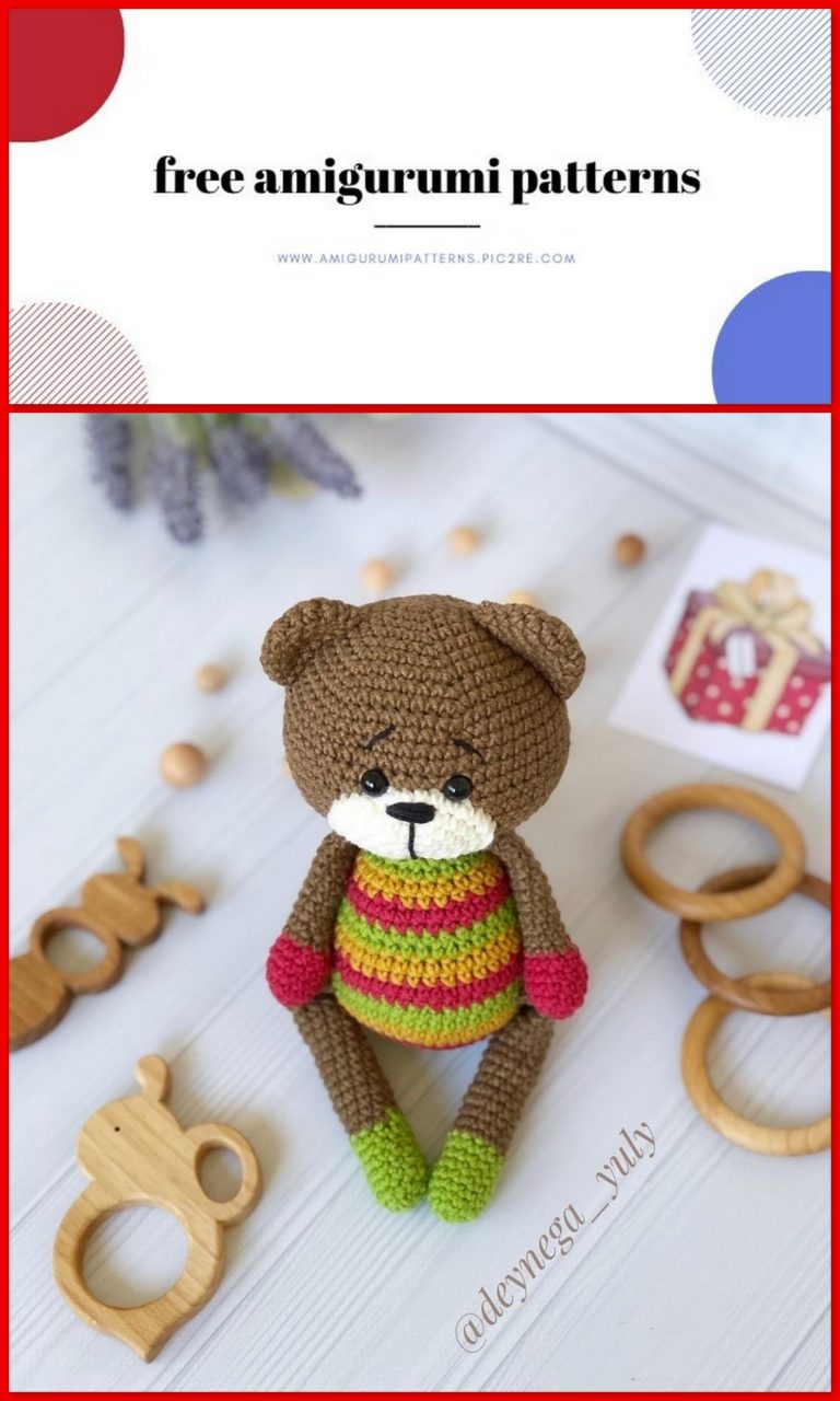 Amigurumi Rainbow Teddy Bear Free Crochet Pattern